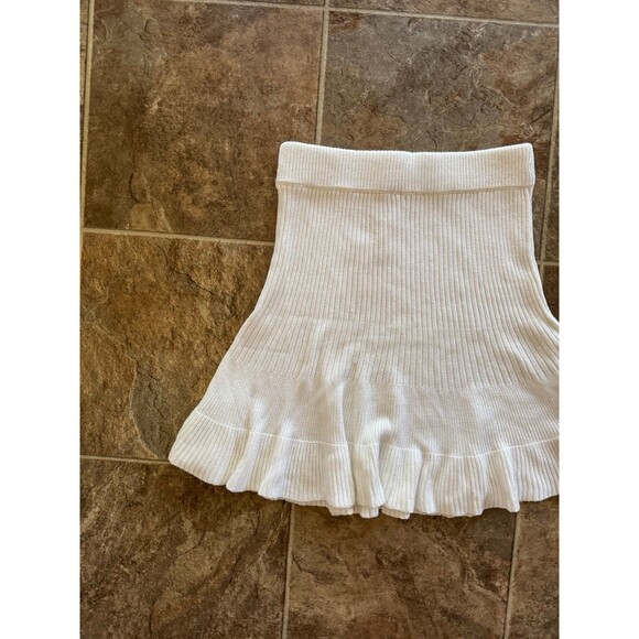 Free People Solid Gold Ivory Ribbed Knit Mini Skirt Cream Size Medium - Picture 8 of 11